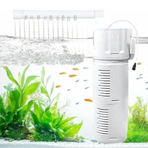 VAYINATO® 4 in 1 (BL-99E | 18W | 1000L/Hr | Ideal For 2 Feet Tank) Aquarium Submersible Internal Filter with Adjustable Flow Rate | Extremely Quiet (White)