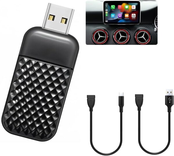 Aeoss Wireless Carplay & Android Auto 2 in 1 Adapter, Plug and Play Car Play Wireless, Extension Cable USB-A & USB-C/Type-C, Compatible with iOS & Android (Black) - Image 2