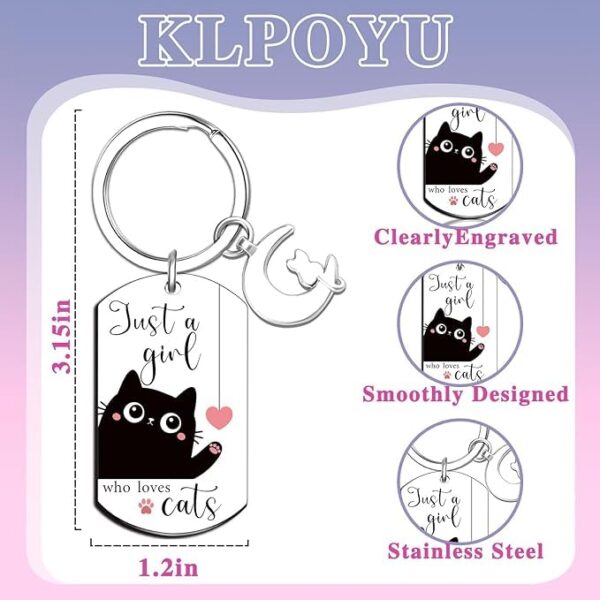El Regalo Cute Black Cat Keychain - Just A Girl Who Loves Cats Gifts for Cat Lovers, Women, Teens, Girls - Cute Cat Accessories, Stocking Stuffers, Kawaii Keychain for Cat Owners - Image 6