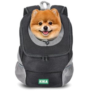 KIKA Pets Head Out Dog Carrier Backpack Puppy Dog Travel Carrier Front Pack Breathable Head-Out Backpack Carrier for Small Dogs Cats Rabbits (Large Size, L)