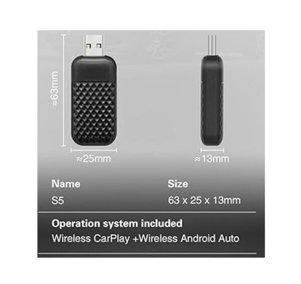 Aeoss Wireless Carplay & Android Auto 2 in 1 Adapter, Plug and Play Car Play Wireless, Extension Cable USB-A & USB-C/Type-C, Compatible with iOS & Android (Black) - Image 3