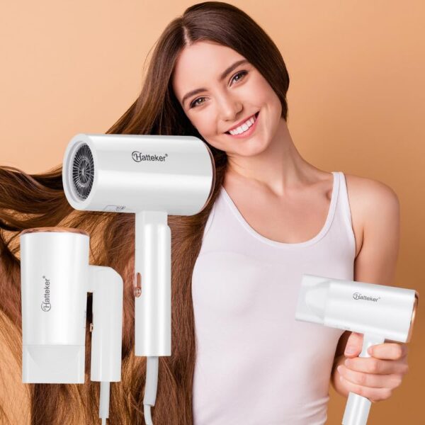 HATTEKER HT-309 Professional Foldable Hair Dryer 2600W Power, Negative Ion Technology, Overheat Protection with Styling Concentrator 3 Temperature Modes, Model 2 - Image 8
