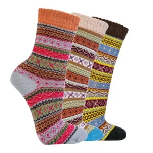 Aeoss Women's Vintage Winter Wool Warm Comfort Cozy Crew Socks (3 PAIR)