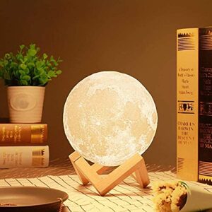 Desidiya 3D Moon Night Lamp – Rechargeable with 7 Color Changing Features, 15CM – Elegant Plastic Design for Beautiful Indoor Lighting in Bedrooms and Kids' Rooms | Gifts for Woman | Valentine Gift