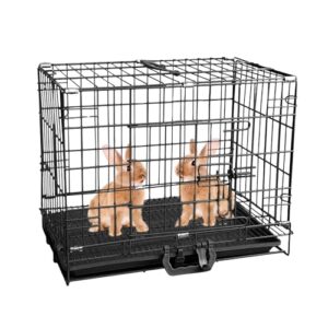 Pet Clean Foldable Dog Cage for Small Dogs, Cats, Rabbits, 18 Inches Strong Metal Heavy Duty Dog Crate with Removable Tray for Small Pets (Black)