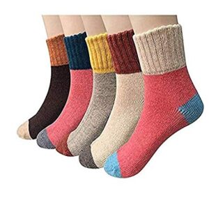 Aeoss Women's Soft Warm Wool Thick Winter Cold Weather Colour Matching Socks (Multicolour; Free Size) Any 5 Colour Will We Shiped