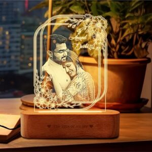 ZOCI VOCI Personalized Valentine Gift for Couple - LED Photo Frame | Customized Anniversary Gift for Wife & Husband | Photo Engraved Lamp (Precious Love, Warm Light)