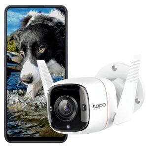 Tapo 3MP 1296p High Definition Outdoor CCTV Security Wi-Fi Smart Camera | Alexa Enabled | Weatherproof | Night Vision | 2-Way Audio | SD Storage (C310) White