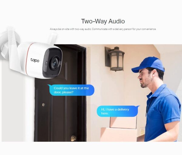 Tapo 3MP 1296p High Definition Outdoor CCTV Security Wi-Fi Smart Camera | Alexa Enabled | Weatherproof | Night Vision | 2-Way Audio | SD Storage (C310) White - Image 7