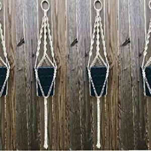 DXYZ Macrame Cotton Twisted Outdoor Indoor Plant Hanger [Without Pot] | Rope Flower Pot Holder for Balcony Garden Wall | Home Decor Basket Hanger Set of 4pcs