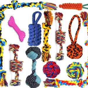 Agirav Dog and Puppy Toy Set - Chew, Teething, Rope, and Tug Toys for Small to Medium Dogs - Washable Cotton Pack of