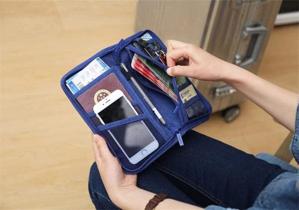 Aeoss New Passport Holder Passport Wallet Travel Document Multi-Functional ID Card Credit Card Holder Storage Organizer Clutch (Blue) - Image 4