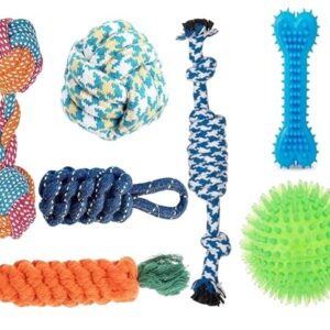 Agirav Dog Rope Toys + Chew Toys, Combo Pack of 7 (Color May Vary)