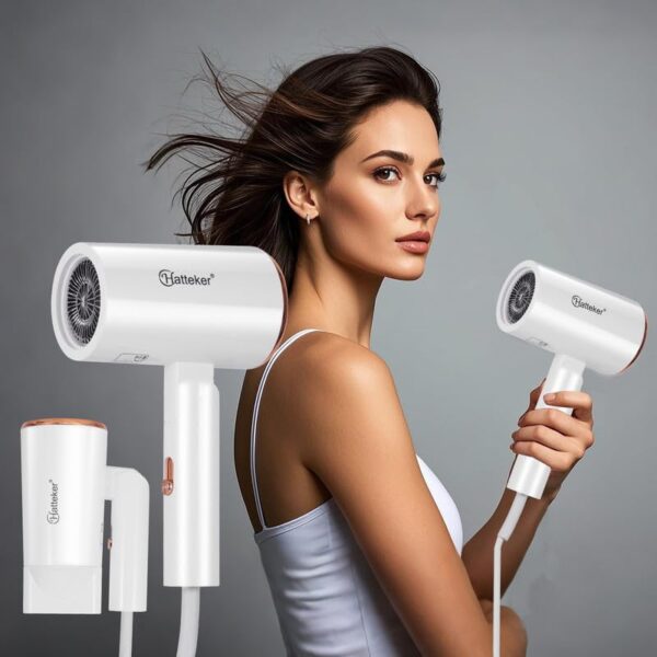 HATTEKER HT-309 Professional Foldable Hair Dryer 2600W Power, Negative Ion Technology, Overheat Protection with Styling Concentrator 3 Temperature Modes, Model 2 - Image 9