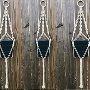 DXYZ Macrame Cotton Twisted Outdoor Indoor Plant Hanger [Without Pot] | Rope Flower Pot Holder for Balcony Garden Wall | Home Decor Basket Hanger Set of 3pcs