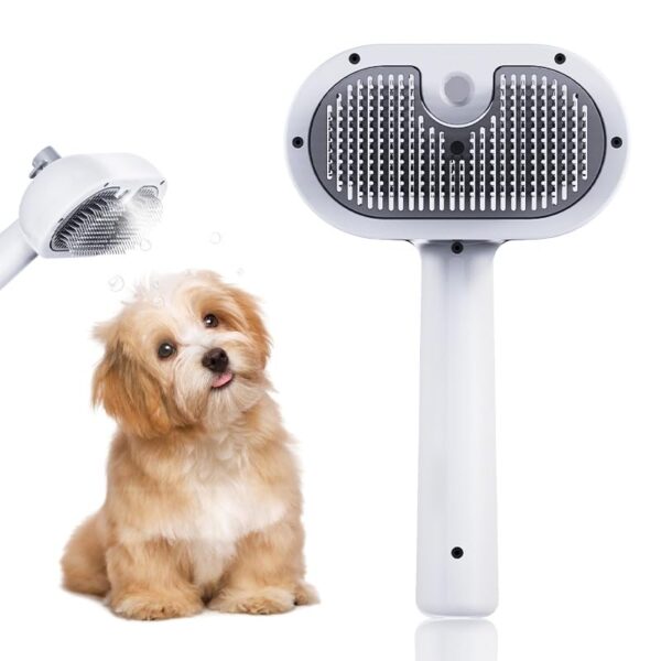 PETTY-KITTY® Multipurpose Steam Cat Brush Dog Brush for Shedding, Dog Comb Cat Comb Remove Static Flying Hair Pet Grooming Brush Self Cleaning Dog BrushSuitable for Long and Short Hairs (white) - Image 2