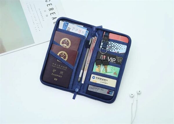 Aeoss New Passport Holder Passport Wallet Travel Document Multi-Functional ID Card Credit Card Holder Storage Organizer Clutch (Blue) - Image 5