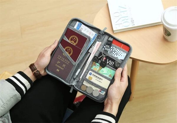 Aeoss New Passport Holder Passport Wallet Travel Document Multi-Functional ID Card Credit Card Holder Storage Organizer Clutch (Grey) - Image 3