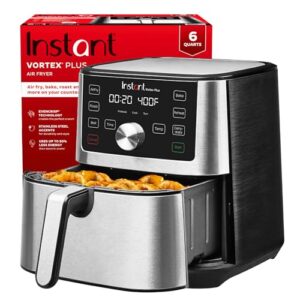 Instant Pot Air Fryer, Vortex 6 Litre, Touch Control Panel, 360° EvenCrisp Technology, Uses 95% less Oil, 6-in-1 ApplianceAir Fry, Roast, Grill, Bake, Reheat& Dehydrate (Vortex 6 Litre) 1500 W Silver :
