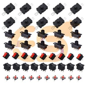 Electronicspices Combo Of Switchs rocker + Push + Slide 10pcs each for electronic and science project (5 types)