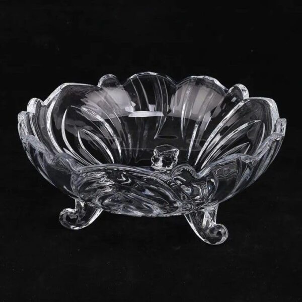 Glass Fruit Plate 9 Inch, Set 1 of Crystal Beautiful Clear Designer 3 Leg Glass Bowl for Vegetable Serving Dry Fruits, Snacks, Candy, Ice Cream Sweets and Decoration, Ice Cream Dessert Bowl Cup - Image 4