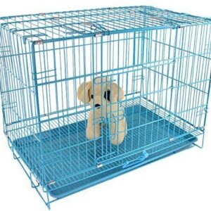 24-inch Iron and Plastic Cage with Removable Tray for Dogs and Rabbits (Blue)