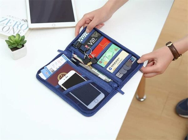 Aeoss New Passport Holder Passport Wallet Travel Document Multi-Functional ID Card Credit Card Holder Storage Organizer Clutch (Blue) - Image 2