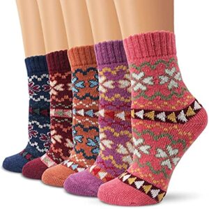 Aeoss Women's Winter Wool Socks - Vintage Warm Soft Thick Knit Multicolor (2 Pair) Free Size