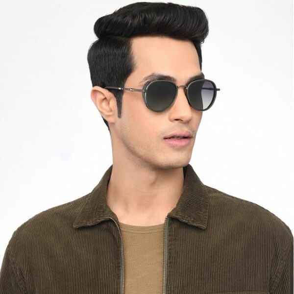 VINCENT CHASE EYEWEAR By Lenskart Aviator | Gunmetal Green Grey Gradient Full Rim Pilot Branded Latest And Stylish Sunglasses | Polarization And 100% Uv Protected | Men & Women - Image 3