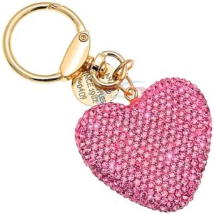 iAccessories Bling 3D Crystal Heart Key Ring | Keychain Pendant Charm for Girls Bags, Wallets and Luggage - Pink