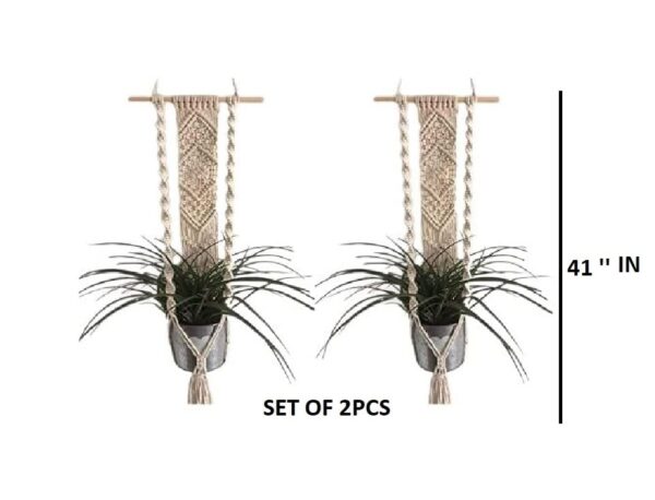 Dxyz Cotton Rope Flower Pot Holder, Ivory, 2 Pieces - Image 2