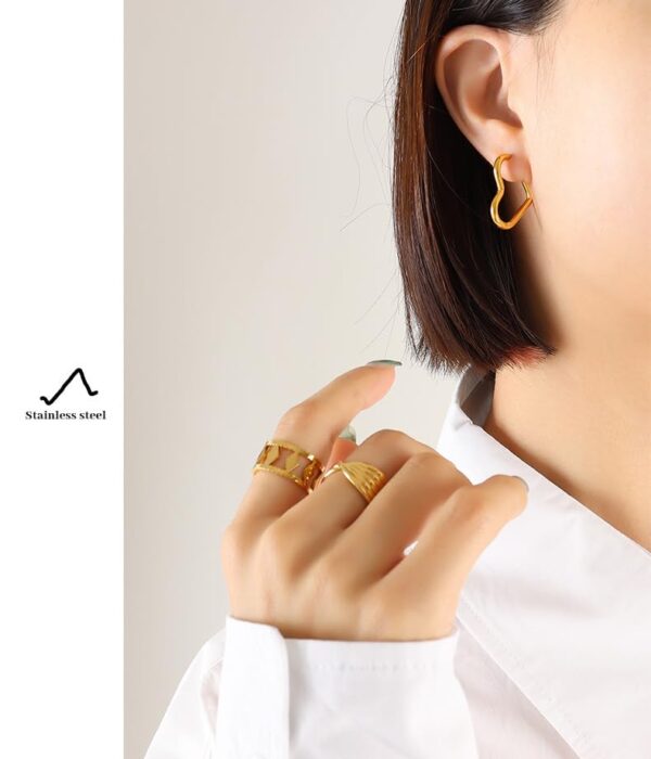 Aeoss Women Heart Minimal Hoops | Stainless Steel Anti Tarnish Waterproof Sweatproof Earrings, Anti-Tarnish Minimalistic Design for Everyday Wear - Image 5