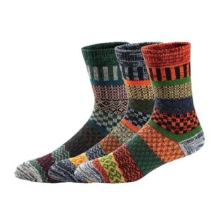 Aeoss Womens Vintage Style Knitting Wool Warm Winter Fall Crew Socks Free size 3 Pairs (Multicolor)
