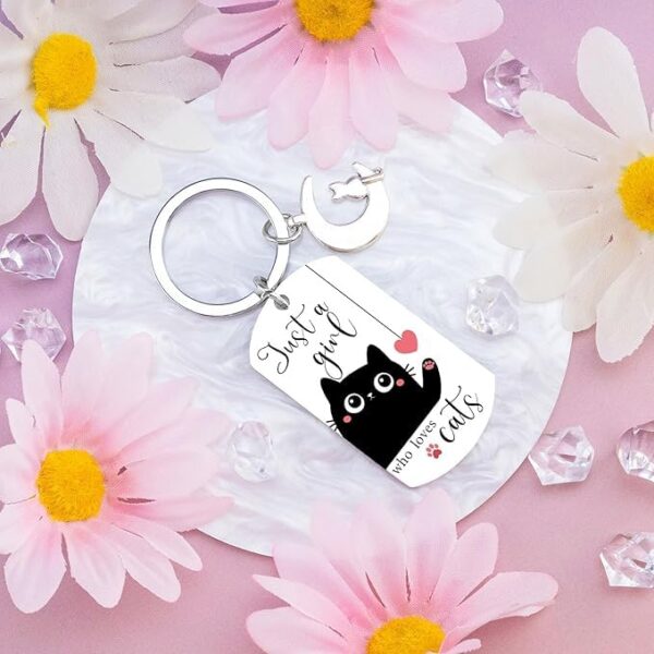 El Regalo Cute Black Cat Keychain - Just A Girl Who Loves Cats Gifts for Cat Lovers, Women, Teens, Girls - Cute Cat Accessories, Stocking Stuffers, Kawaii Keychain for Cat Owners - Image 5