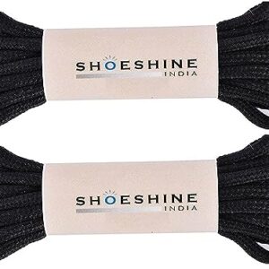 SHOESHINE Round Boot Lace Casual, Hiking Shoelace 4mm Thick Shoe Laces, 120cm - Black Shoe Laces (2 Pairs)