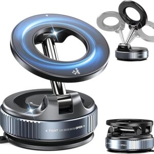 360° Vaccum Magnetic Phones Holder, Magnetic Car Phone Mount, Hands-Free Suction Cup Phones Holder for Car/Gym/Mirror/Shower, Car Mount Compatible All Mobile (Extended)