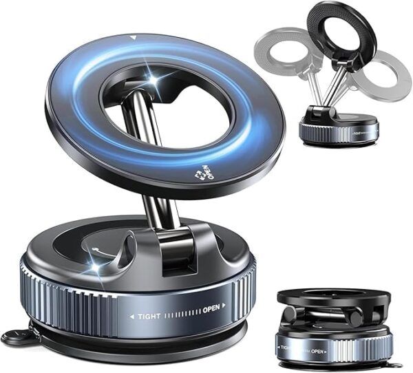 360° Vaccum Magnetic Phones Holder, Magnetic Car Phone Mount, Hands-Free Suction Cup Phones Holder for Car/Gym/Mirror/Shower, Car Mount Compatible All Mobile (Extended)