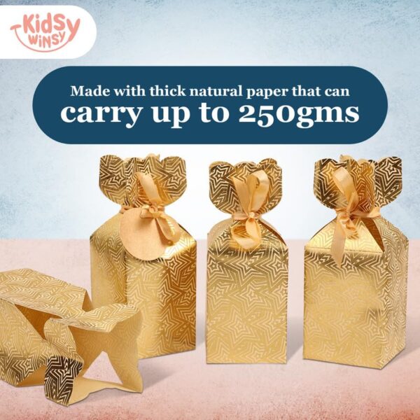 KidsyWinsy Gift Packing Box - Box For Gift - Paper Favour Boxes For Baby Shower Return Gift - Multipurpose Paper Box For Wedding Party - Personalized Gifts With Golden Strips-Gold-Pack Of 12 - Image 5
