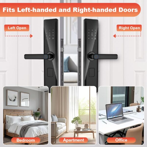 Toss Smart Digital Door Lock – 4-in-1 Unlock (Fingerprint, PIN, RFID, Manual Key) | Main Door Smart Lock for Home & Office | Biometric Security | USB Backup | 2-Year Warranty - Image 6