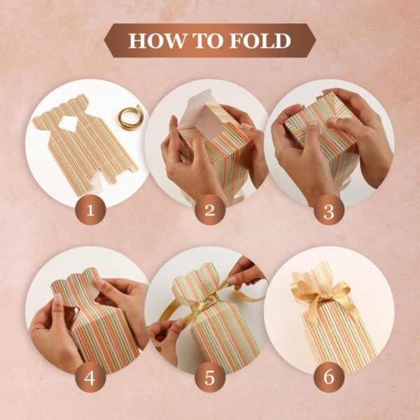 KidsyWinsy Gift Packing Box - Box For Gift - Paper Favour Boxes For Baby Shower Return Gift - Multipurpose Paper Box For Wedding Party - Personalized Gifts With Golden Strips-Gold-Pack Of 12 - Image 6