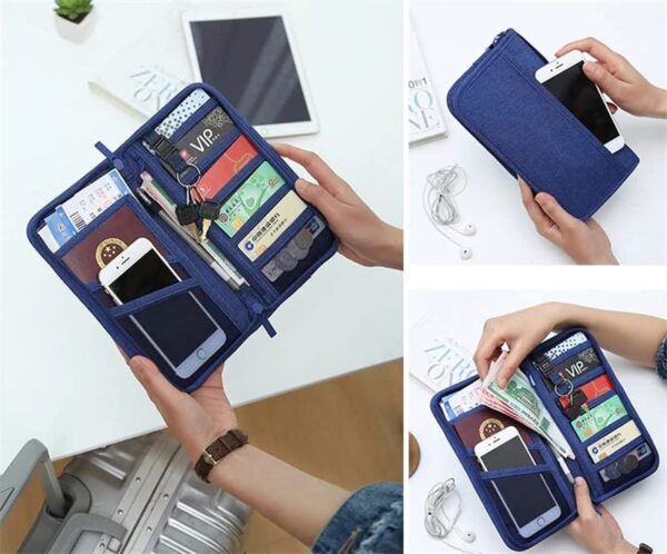 Aeoss New Passport Holder Passport Wallet Travel Document Multi-Functional ID Card Credit Card Holder Storage Organizer Clutch (Blue) - Image 3
