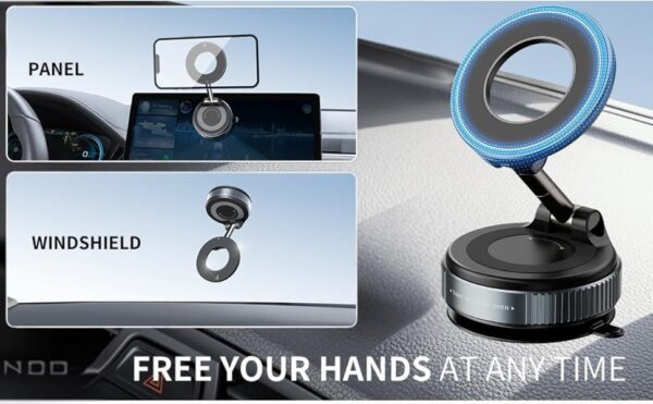 360° Vaccum Magnetic Phones Holder, Magnetic Car Phone Mount, Hands-Free Suction Cup Phones Holder for Car/Gym/Mirror/Shower, Car Mount Compatible All Mobile (Extended) - Image 9