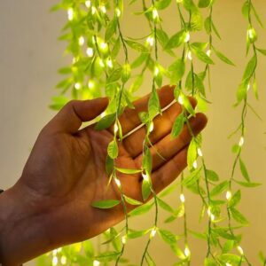 One94Store Artificial Leaf Curtain Lights – 200 LED Warm White Fairy String Lights, 3x1m, Remote Control with 8 Lighting Modes for Home, Wedding, Party, Diwali, Christmas & Festival Decoration
