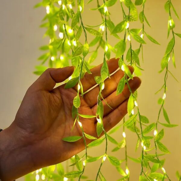 One94Store Artificial Leaf Curtain Lights – 200 LED Warm White Fairy String Lights, 3x1m, Remote Control with 8 Lighting Modes for Home, Wedding, Party, Diwali, Christmas & Festival Decoration
