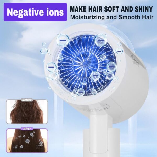 HATTEKER HT-309 Professional Foldable Hair Dryer 2600W Power, Negative Ion Technology, Overheat Protection with Styling Concentrator 3 Temperature Modes, Model 2 - Image 3
