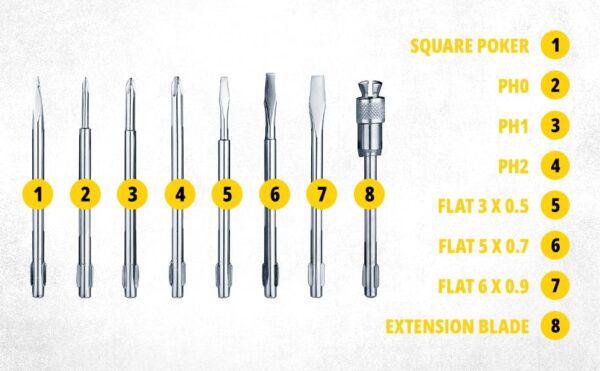 STANLEY STHT60573-8B 8 Pcs Screwdriver Set With 3 Phillips & 3 Flat Tips, 1 Square Poker & 1 Extension Blade- Multi-Purpose Tool Screwdriver Set, Ideal for Home, DIY & Professional Fastening Purposes - Image 6