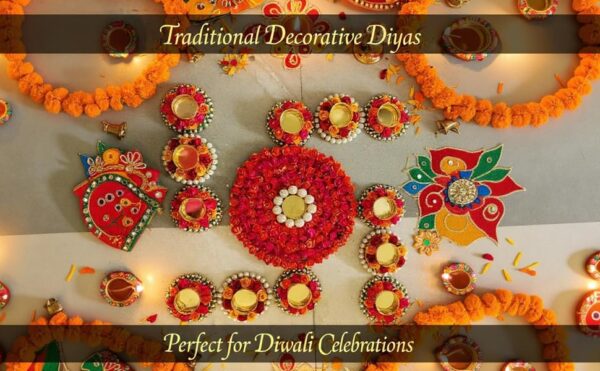 Sanvatsar Home Decorative Rangoli & Diya Set | Corporate Gift, Diwali Gift, Diya for puja Home Decoration Light Diya, Christmas Candle, Lighting, New Year Candle Set of 6 (Yellow & Red) - Image 4
