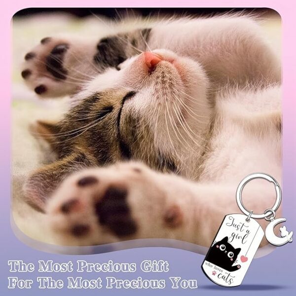 El Regalo Cute Black Cat Keychain - Just A Girl Who Loves Cats Gifts for Cat Lovers, Women, Teens, Girls - Cute Cat Accessories, Stocking Stuffers, Kawaii Keychain for Cat Owners - Image 7