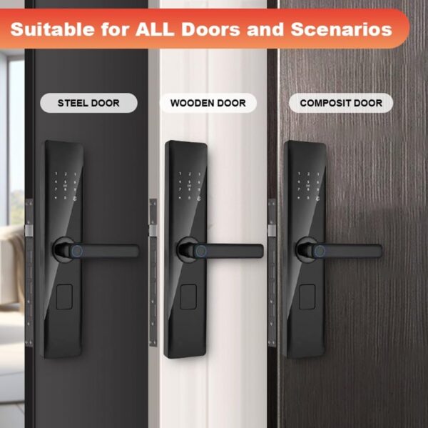 Toss Smart Digital Door Lock – 4-in-1 Unlock (Fingerprint, PIN, RFID, Manual Key) | Main Door Smart Lock for Home & Office | Biometric Security | USB Backup | 2-Year Warranty - Image 7