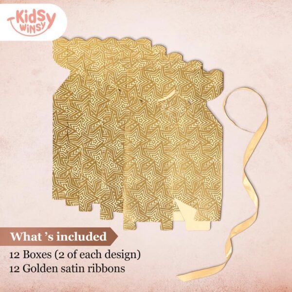 KidsyWinsy Gift Packing Box - Box For Gift - Paper Favour Boxes For Baby Shower Return Gift - Multipurpose Paper Box For Wedding Party - Personalized Gifts With Golden Strips-Gold-Pack Of 12 - Image 2